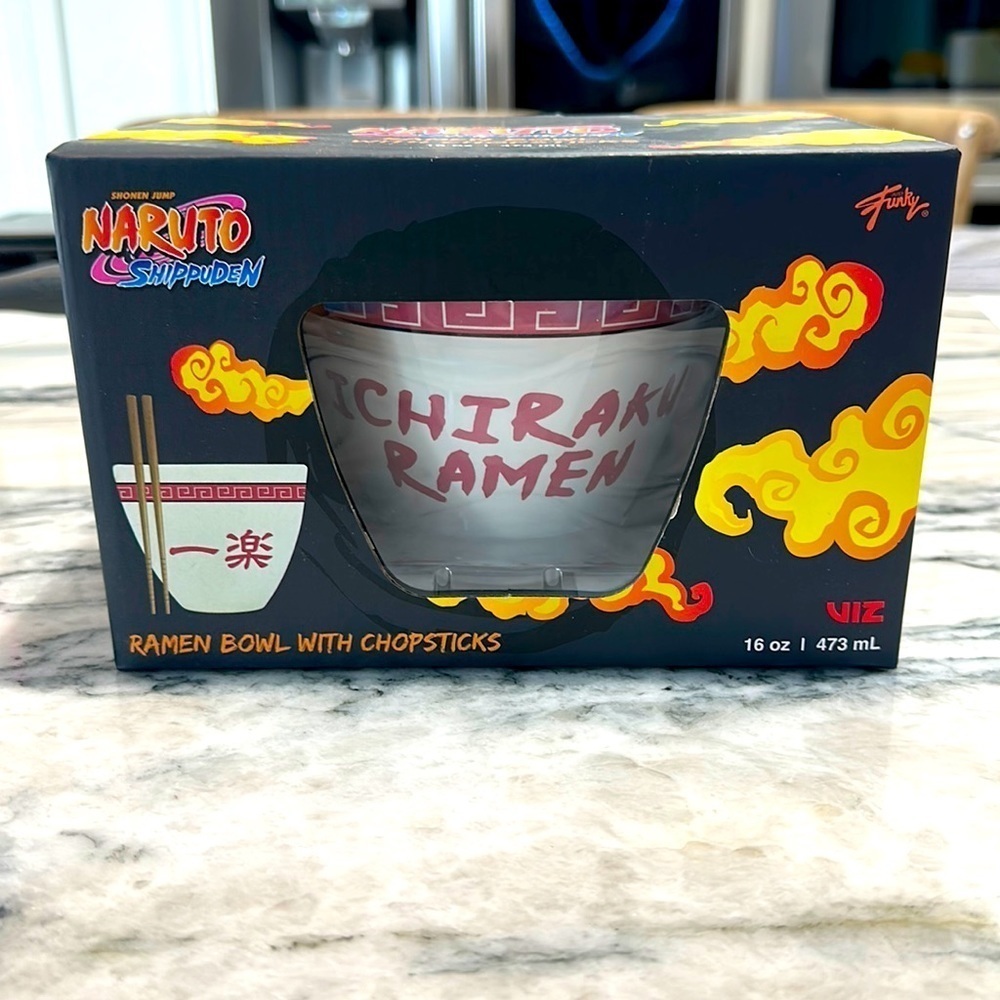 🆕️✨️ Naruto Ichiraku RAMEN BOWL with Chopsticks Japanese Ceramic Dish Set NIB